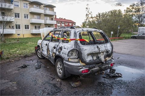 Bilbrand i Mossparken i Krylbo