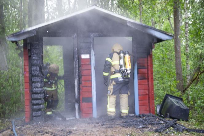 Brand p nnu en toalett i Hedemora