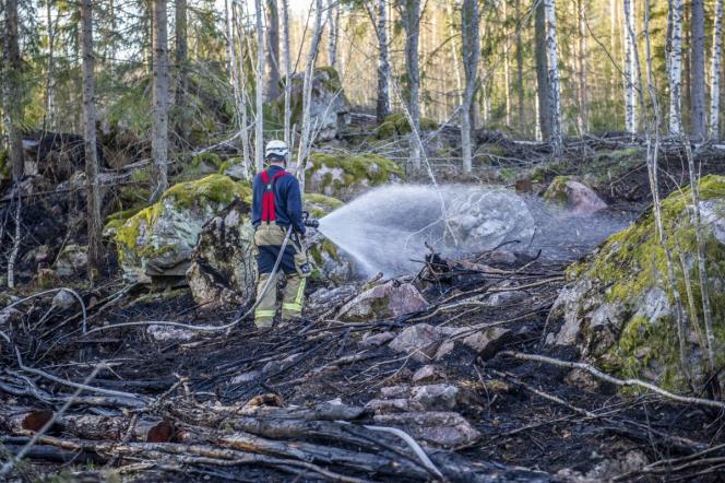 Skogsbrand vid Kolpebo � flera r�ddningsstyrkor p� plats