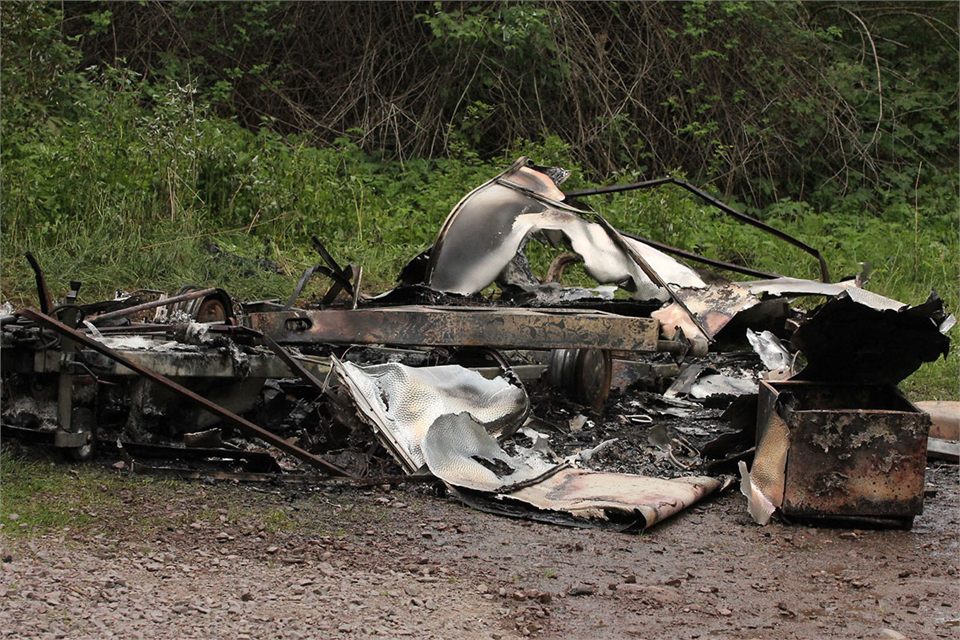 Larm om skogsbrand i Gränna var husvagnsbrand