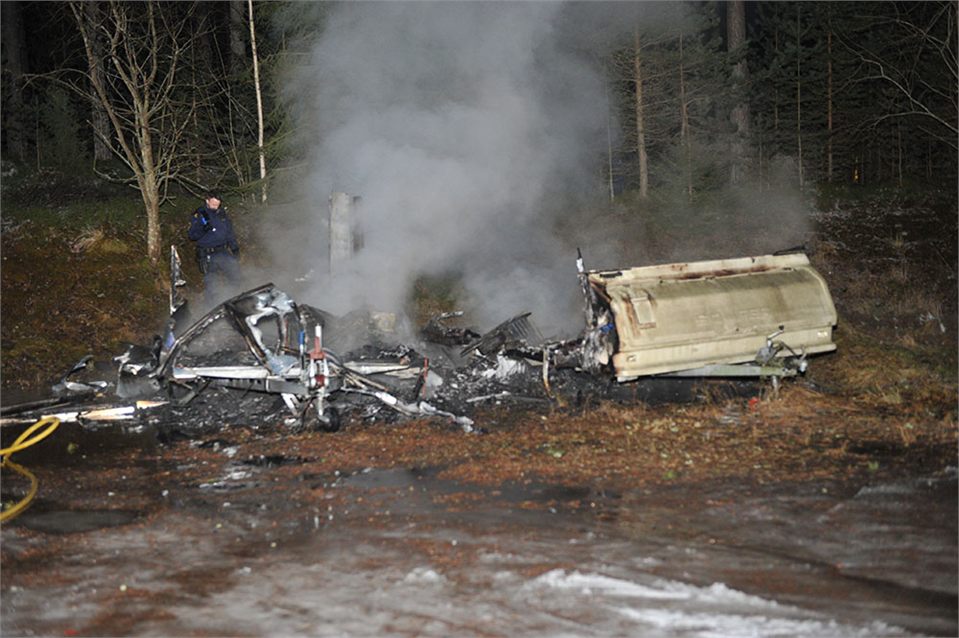 Två husvagnar förstörda i brand i Karlstad