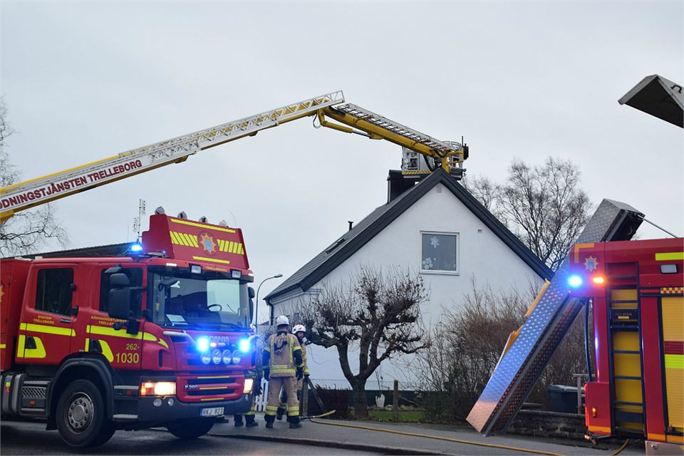 Stort pådrag efter soteld i Trelleborg