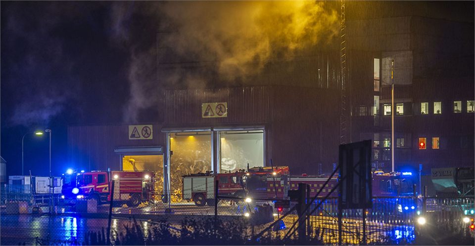 Brand i sopvärmeverket i Avesta – orsaken tros vara ett strömavbrott